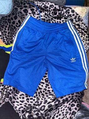 adidas Blue 3-Stripe Athletic Shorts